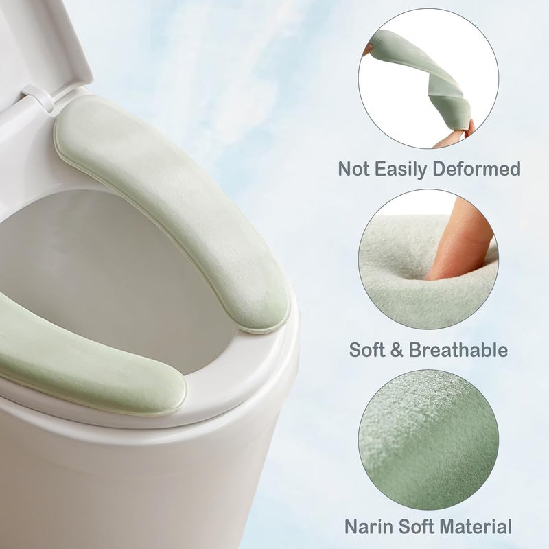 Iensen Thick and Elastic Toilet Seat Cover – Washable & Reusable with Double-Sided Hook and Loop Fastener for Easy Attachment – Cushioned Mat with Thick Sponge for Extra Comfort (Blue) - Image 3